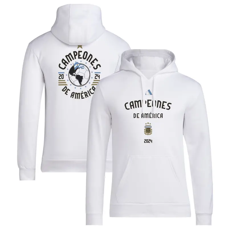 Scotland football Jerseys Argentina National Team Adidas 2024 Copa America Champions Pullover Hoodie – White Collection – Official Soccer Apparel