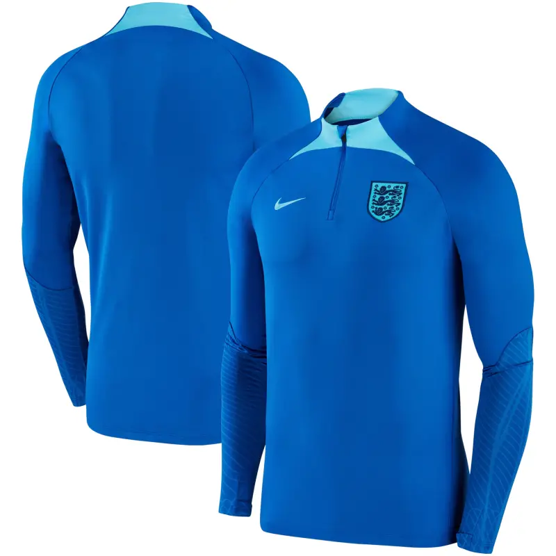 Scotland football Jerseys England National Team Nike 2022 Strike Drill Performance Raglan Quarter-Zip Long Sleeve Top – Blue Collection – Official Soccer Apparel