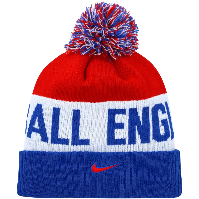 Scotland football Jerseys England National Team Nike Classic Stripe Cuffed Knit Hat with Pom – Blue/Red Collection – Official Soccer Apparel