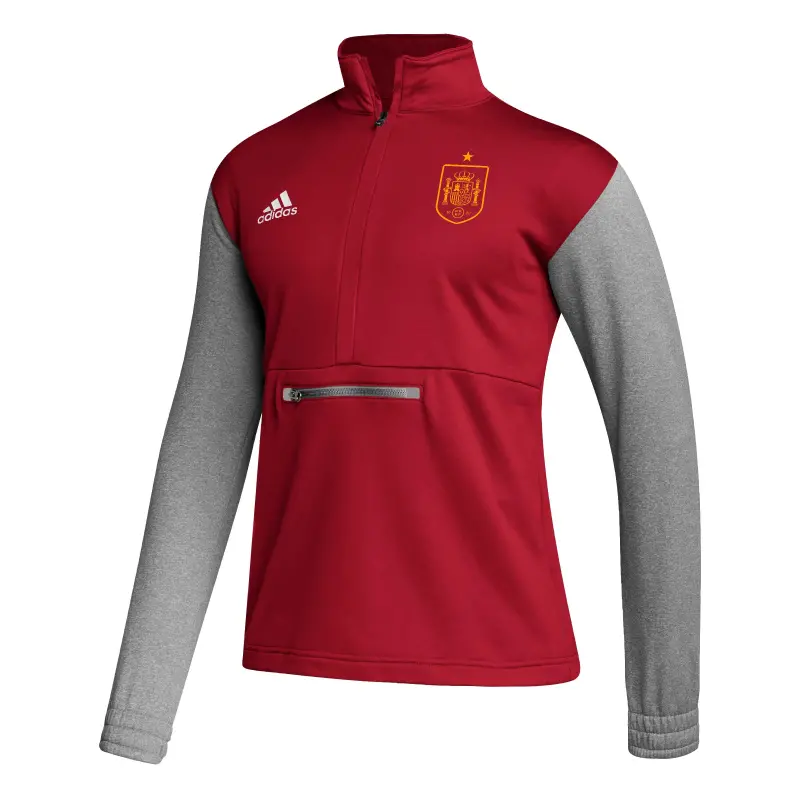 Scotland football Jerseys Spain National Team adidas Crest Long Sleeve Half-Zip Top – Red Collection – Official Soccer Apparel